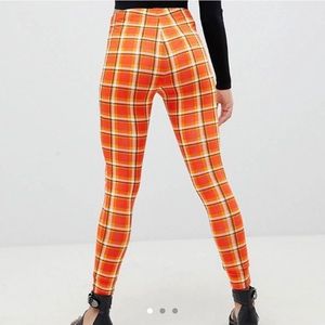 ASOS Orange Plaid Leggings
